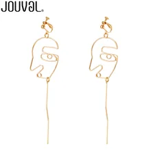 JOUVAL nueva tendencia diseño abstracto divertido cara colgar pendientes declaración mujeres gota pendientes largo oreja moda Europa joyería(China)