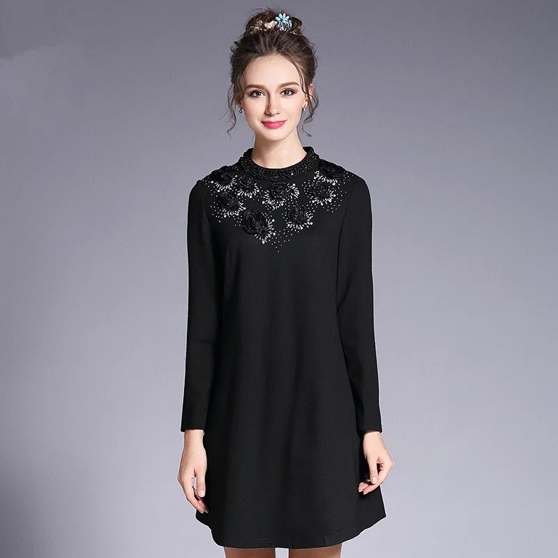 High Quality L- XXXL 4XL 5XL OUYALIN Plus size Dress 2017 New Autumn Women Long sleeve Beading 3D Flower Loose Black Dresses
High Quality L- XXXL 4XL 5XL OUYALIN Plus size Dress 2017 New Autumn Women Long sleeve Beading 3D Flower Loose Black Dresses