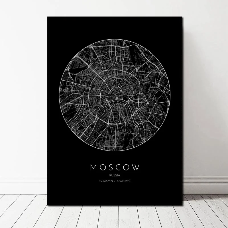 Black City Maps Moscow Russia Canvas Poster Wall Pictures for Living Room No Frame
Black City Maps Moscow Russia Canvas Poster Wall Pictures for Living Room No Frame