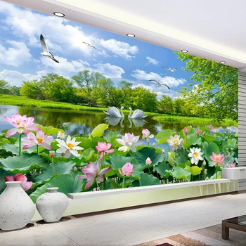 Chinese Style Photo Wallpaper 3D Swan Lake Lotus Pond Mural Living Room TV Sofa Background Wall Painting Papel De Parede 3D Sala
Chinese Style Photo Wallpaper 3D Swan Lake Lotus Pond Mural Living Room TV Sofa Background Wall Painting Papel De Parede 3D Sala