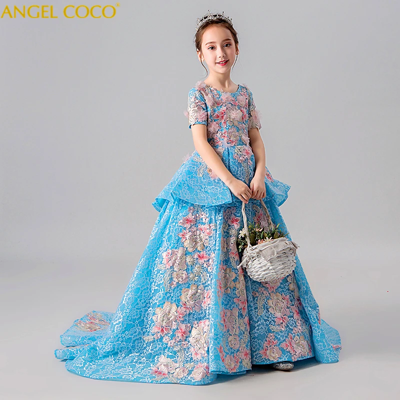 Girls Party Dresses Elegant 2019 High-End Short Sleeve Flower Long Tail Princess Girl Dress Children Kids Wedding Birthday Dress
Girls Party Dresses Elegant 2019 High-End Short Sleeve Flower Long Tail Princess Girl Dress Children Kids Wedding Birthday Dress