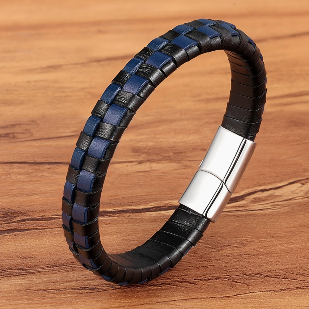 TYO High Polished Stainless Steel Magnet Clasp Blue/Brown/Black Lattice Braided Leather Bracelet Mens Unisex Friendship Gifts
TYO High Polished Stainless Steel Magnet Clasp Blue/Brown/Black Lattice Braided Leather Bracelet Mens Unisex Friendship Gifts