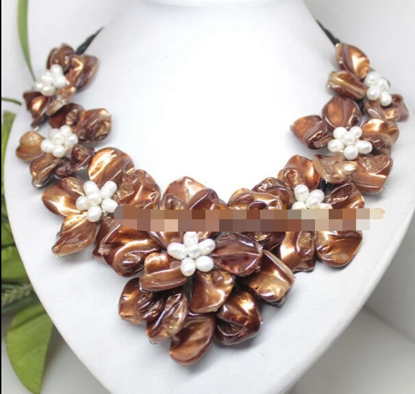 ddh002129 beauty brown mother of pearl shell handmade flower necklace 18" fashion Jewelry
ddh002129 beauty brown mother of pearl shell handmade flower necklace 18" fashion Jewelry