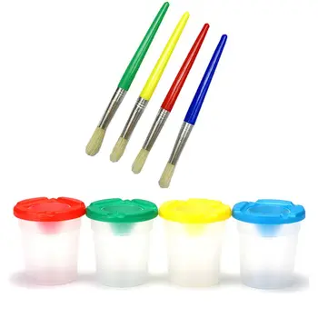 4 Colors Spill-Proof Paint Canists with Caps and 4 Parts Colors Assorted Children's Paint Brushes set
4 Colors Spill-Proof Paint Canists with Caps and 4 Parts Colors Assorted Children's Paint Brushes set