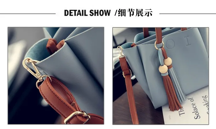 42 Handbags Korean Tassel Big Bag Autumn New Women Bags Hit Color Female Package Fashion Leisure Single Shoulder Handbag
