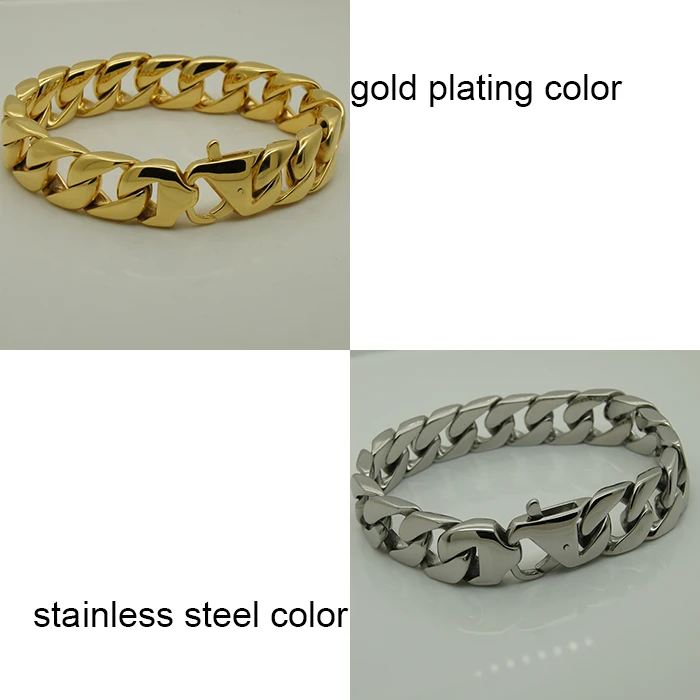 

silver/gold plating simple & clean design men/boy 316L stainless steel bracelet