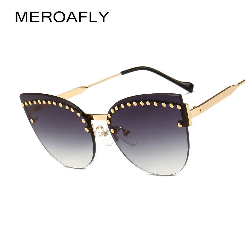MEROAFLY Cat Eye Women Sunglasses Female Semi-Rimless Rivet Sunglasses Famous Brand Designer Alloy Glasses oculos de sol 
MEROAFLY Cat Eye Women Sunglasses Female Semi-Rimless Rivet Sunglasses Famous Brand Designer Alloy Glasses oculos de sol