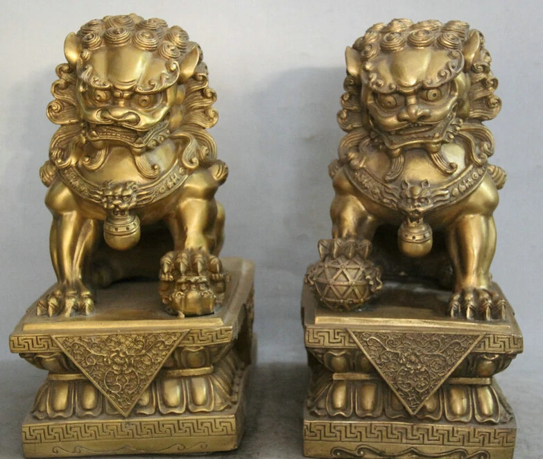 JP S62 13" China Brass Animal Fengshui Foo Fu Dog Guardion Lion sculpture Statue Pair
JP S62 13" China Brass Animal Fengshui Foo Fu Dog Guardion Lion sculpture Statue Pair