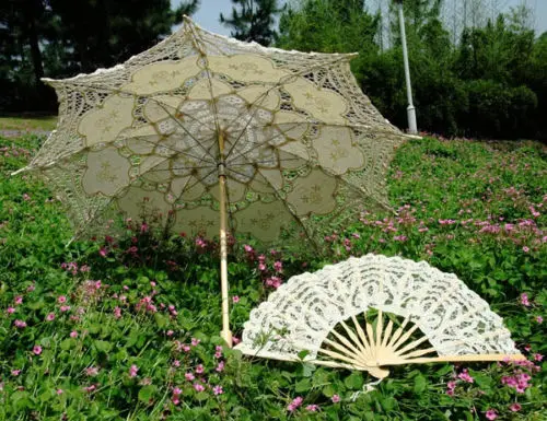 Ivory Victoria Style Handmade Lace Parasol Umbrella And Hand Fan for Wedding Bridal Party
Ivory Victoria Style Handmade Lace Parasol Umbrella And Hand Fan for Wedding Bridal Party