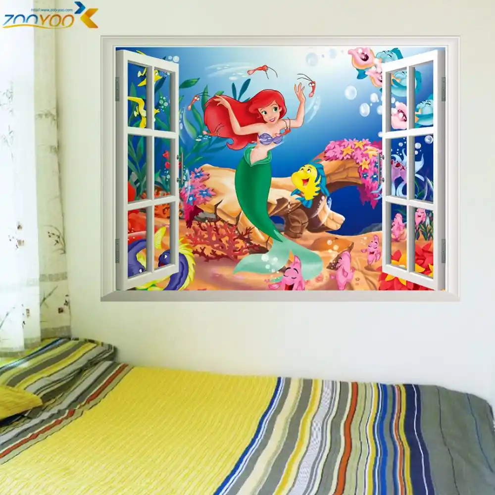 Mermaid Underwater World Wall Stickers For Kids Rooms Home