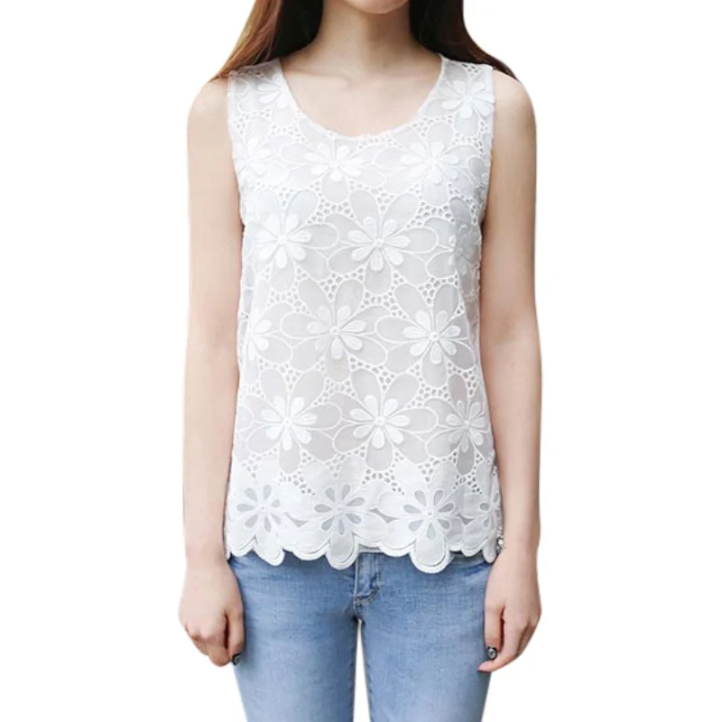 Plus Size White Tank Top Women Elegant Flower Embroidery Lace Blouse Summer Tube Top Sleeveless Shirt Lady Clothing
Plus Size White Tank Top Women Elegant Flower Embroidery Lace Blouse Summer Tube Top Sleeveless Shirt Lady Clothing