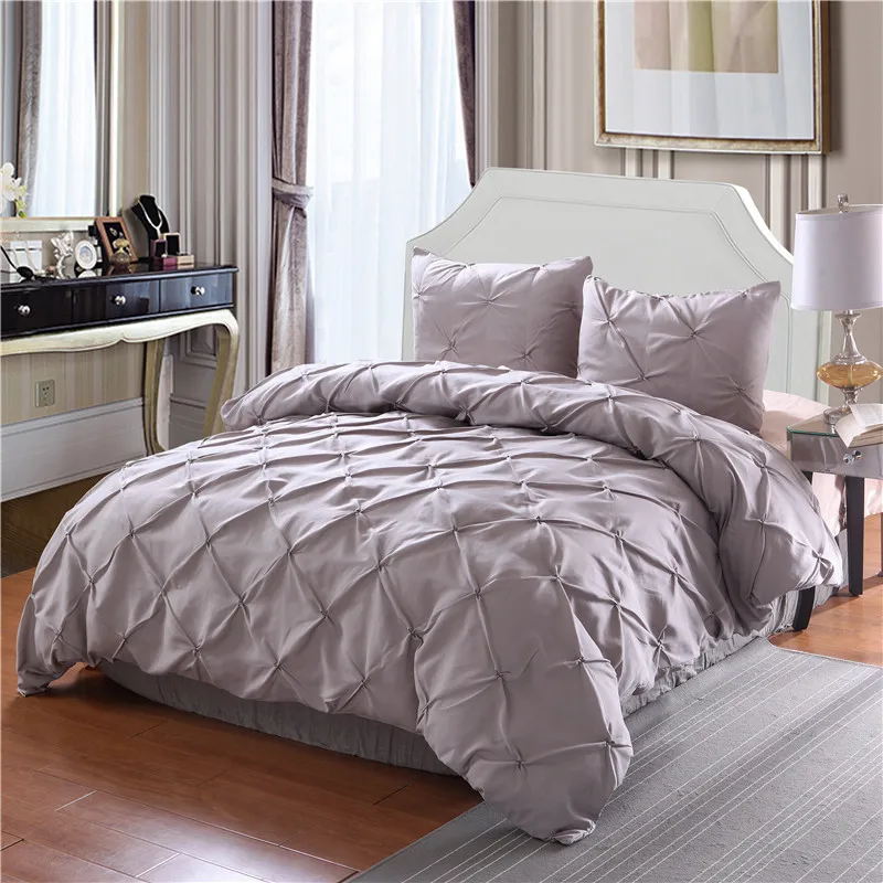 Luxury Duvet Cover Set White Black Grey Pinch Pleat 2 Twin Queen