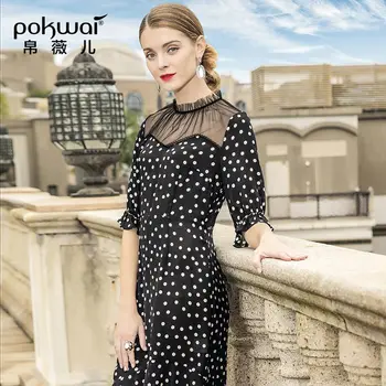 POKWAI Popular Women's New half Sleeve Mesh Yarn Ruffled Dress Slim Temperament Wave Point Chiffon Dress
POKWAI Popular Women's New half Sleeve Mesh Yarn Ruffled Dress Slim Temperament Wave Point Chiffon Dress