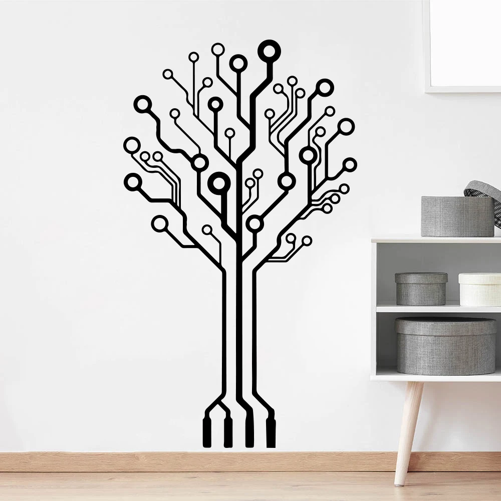 Circuit Tree Geek Wall Decal Baby Nursery Kids Room Geekery Computer Science Circuit Board Wall Sticker Bedroom Vinyl Decor (4)