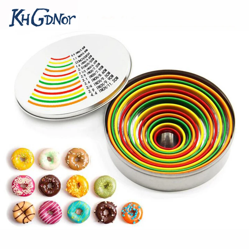 KHGDNOR Stainless Steel Cake Cutters 12pcs.set Mousse Cake Ring Colorful Donuts Cake Mold Round Shape Mousse Moulds
KHGDNOR Stainless Steel Cake Cutters 12pcs.set Mousse Cake Ring Colorful Donuts Cake Mold Round Shape Mousse Moulds