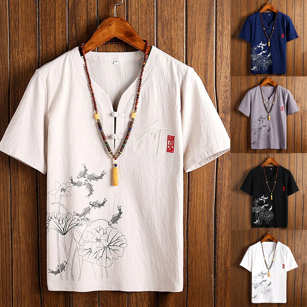 Chinese Style Linen Shirts Men 2019 Summer Autumn Printed V Neck Retro Shirts Casual Short Sleeve Button Blouse
Chinese Style Linen Shirts Men 2019 Summer Autumn Printed V Neck Retro Shirts Casual Short Sleeve Button Blouse