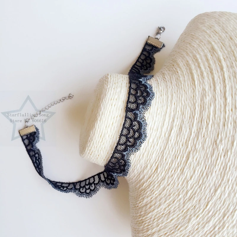 Handmade 1.5CM Black Blue Wave Chemical Lace & Stainless Steel Jewelry Choker Necklaces
Handmade 1.5CM Black Blue Wave Chemical Lace & Stainless Steel Jewelry Choker Necklaces