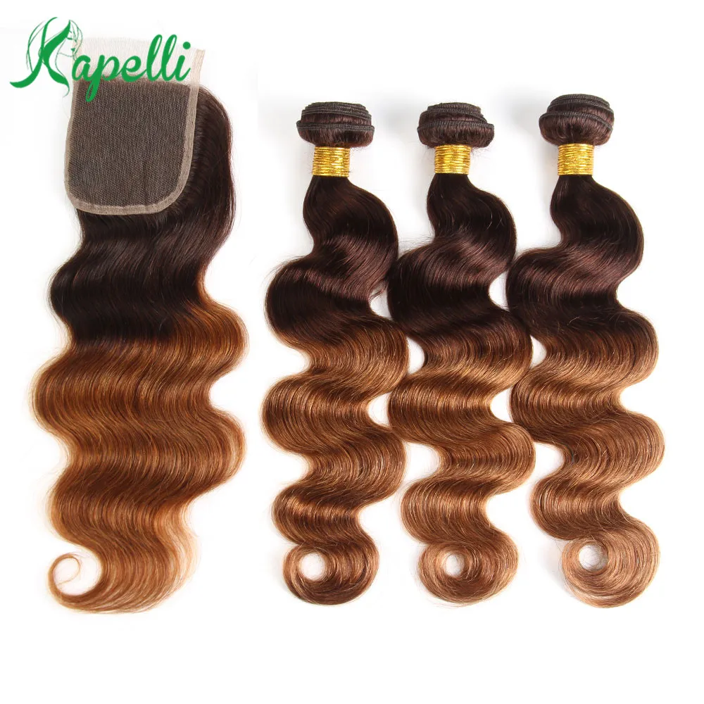 Ombre Body Wave Human Hair Bundles With Closure 4/30 Brown Peruvian NonRemy Human Hair Weave Colored 3 Bundles With Lace Closure
Ombre Body Wave Human Hair Bundles With Closure 4/30 Brown Peruvian NonRemy Human Hair Weave Colored 3 Bundles With Lace Closure