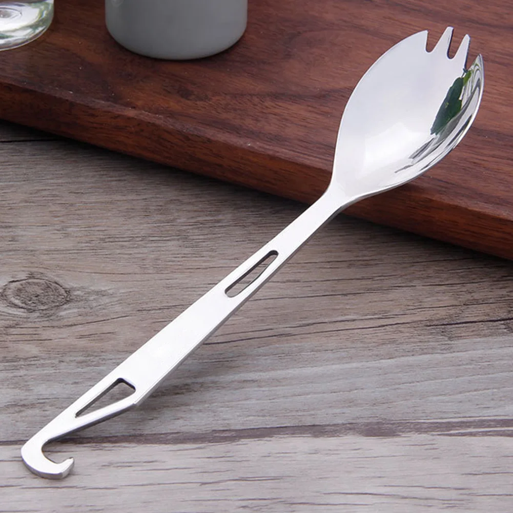 Eco-friendly With Bottle Opener Outdoor Kitchen Utensil Spork Camping Tableware Salad Multifunctional Spoon Stainless Steel |