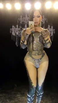 Women Jumpsuit Sparkly Rhinestones Female Singer Dancer Costume One-piece Bodysuit Nightclub Oufit Baalmar Party Bodysuit Women
Women Jumpsuit Sparkly Rhinestones Female Singer Dancer Costume One-piece Bodysuit Nightclub Oufit Baalmar Party Bodysuit Women