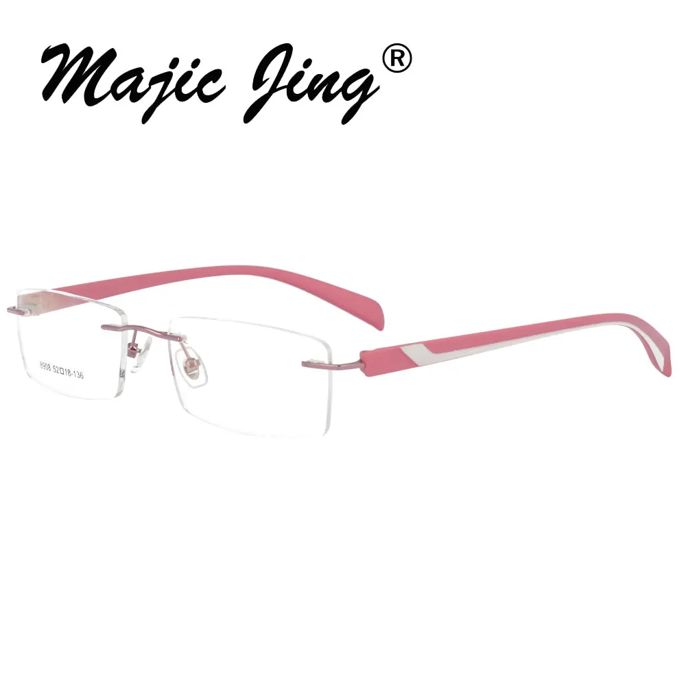

Magic Jing myopia eyewear eyeglasses with TR temple rimless prescription spectacles RX optical frames for men 8908