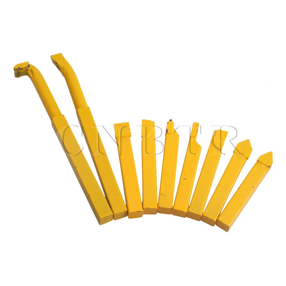 CNBTR 9pcs Yellow Iron Lathe Turnning Tool with YW1 Alloy Drill Bit 8x8mm Shank
CNBTR 9pcs Yellow Iron Lathe Turnning Tool with YW1 Alloy Drill Bit 8x8mm Shank