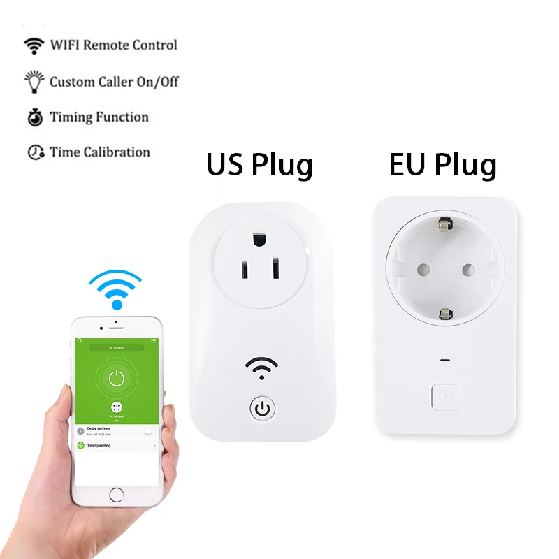 Фото WIFI Power Plug Switch Socket EU US Wireless APP Remote Smart Outlet Charging Adapter Timer for Automation | Электроника