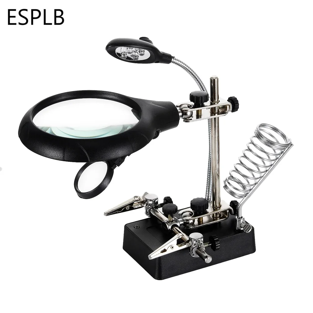 Helping Hand Third Hands Clip Clamp Soldering Iron Welding Stand Station with 5 LED Clip Magnifier Magnifying Glass EU/US Plug
Helping Hand Third Hands Clip Clamp Soldering Iron Welding Stand Station with 5 LED Clip Magnifier Magnifying Glass EU/US Plug