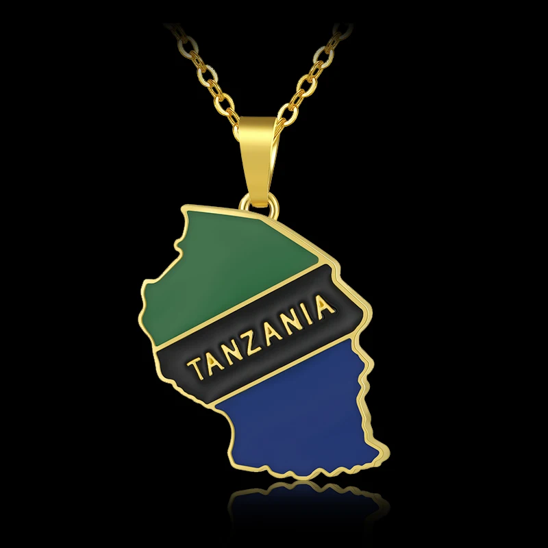 Tanzania Countries Map and Flag pendant necklace for Men/Women Gold color Tanzanian Maps Ethnic Jewelry Patriotic Gift 
Tanzania Countries Map and Flag pendant necklace for Men/Women Gold color Tanzanian Maps Ethnic Jewelry Patriotic Gift