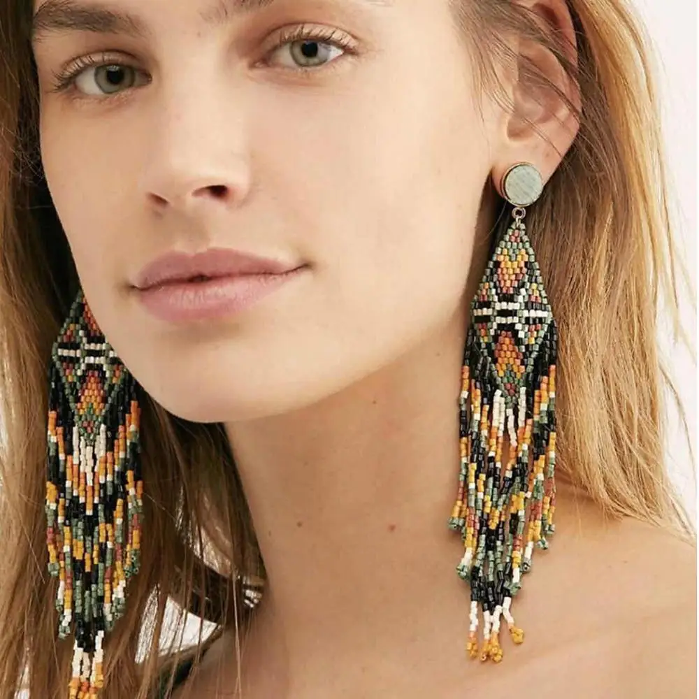 Vedawas Boho Long Handmade Earrings Jewelry Handmade Beads Fringed Tassel Drop Dangle Earrings for Women Accessories xg3073
Vedawas Boho Long Handmade Earrings Jewelry Handmade Beads Fringed Tassel Drop Dangle Earrings for Women Accessories xg3073