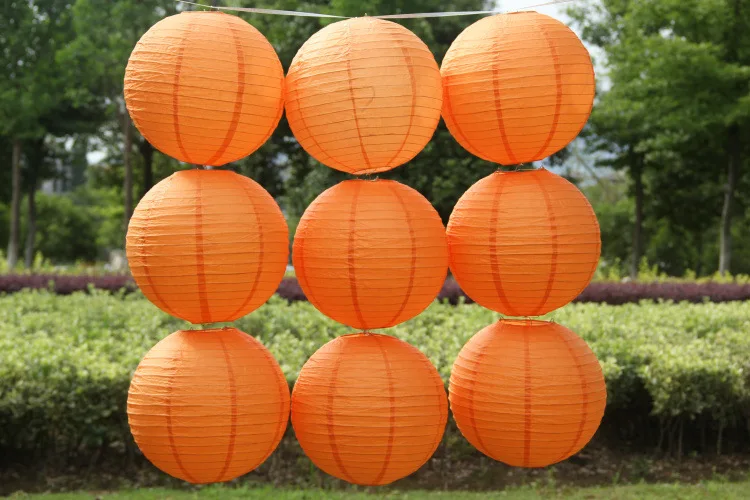 Description Picture 3 of item6" 8" 10"12" 14" 16" Orange Chinese Paper Lantern Round Paper Ball Lamps Wedding Party Christmas Halloweeen Decoration Lampion