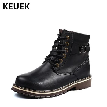 Large size Men shoes Genuine leather Lace-Up Ankle Motorcycle boots Vintage Warm Plush Snow boots England style boots 02C
Large size Men shoes Genuine leather Lace-Up Ankle Motorcycle boots Vintage Warm Plush Snow boots England style boots 02C