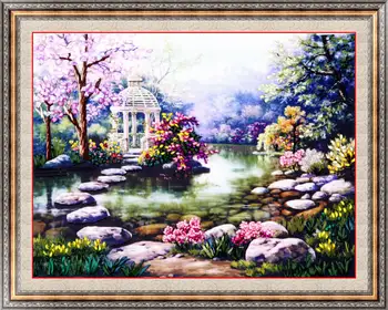 Chinese Ribbon Cross stitch Needlework Sets for Embroidery kit,Garden Lake Flowers landscape bands embroidery wall wedding gift
Chinese Ribbon Cross stitch Needlework Sets for Embroidery kit,Garden Lake Flowers landscape bands embroidery wall wedding gift