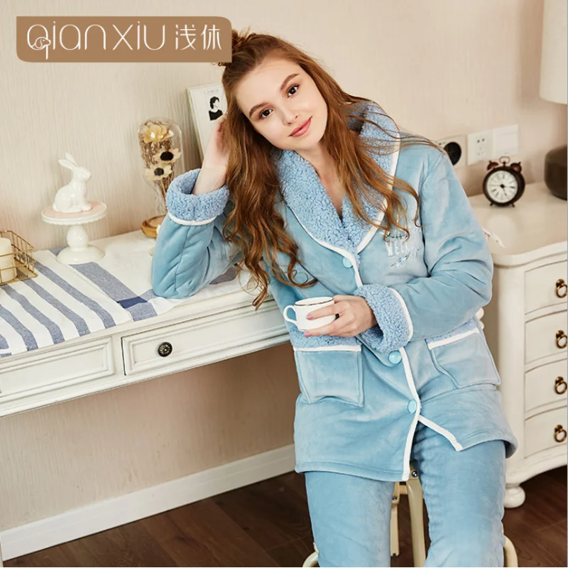 2019 Winter Thicken Warm Pijamas Ladies Plus size Pajama sets Women Luxury Lambs Sleepwear Suit Female Long Cardigan Coat +Pants
2019 Winter Thicken Warm Pijamas Ladies Plus size Pajama sets Women Luxury Lambs Sleepwear Suit Female Long Cardigan Coat +Pants