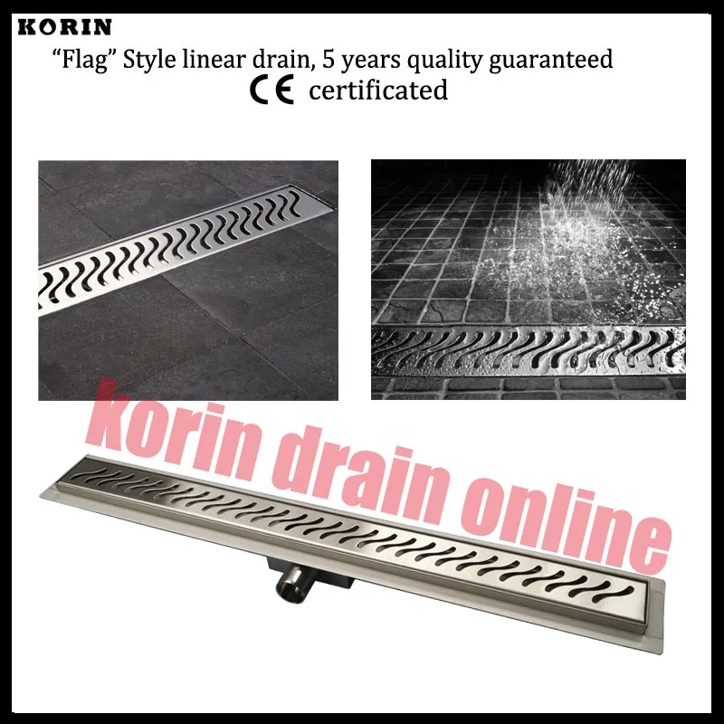 

800mm "Flag" pattern Stainless Steel 304 Linear Shower Drain, Horizontal Drain, Floor Waste, Deodorant floor drain