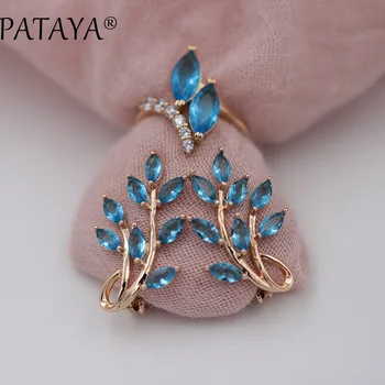 PATAYA New Blue Horse Eye Natural Zircon Earrings Rings Sets 585 Rose Gold Trendy Women Wedding Hyperbole Jewelry Exclusive Set
PATAYA New Blue Horse Eye Natural Zircon Earrings Rings Sets 585 Rose Gold Trendy Women Wedding Hyperbole Jewelry Exclusive Set