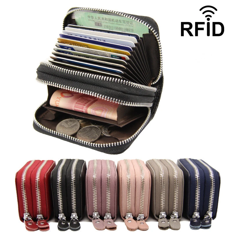Business Card Holder Wallets Double Zipper Genuine Leather Black/Red/Purple/Blue/Pink Prevent RFID Bank/ID/Credit Card Holders
Business Card Holder Wallets Double Zipper Genuine Leather Black/Red/Purple/Blue/Pink Prevent RFID Bank/ID/Credit Card Holders