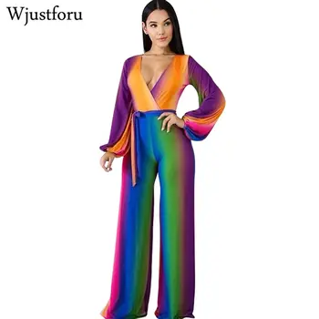 Wjustforu Fashion Loose Wide Leg Jumpsuit Rainbow Striped Elegant Bandage Jumpsuit Women Temperament Casual Jumpsuit Veatidos
Wjustforu Fashion Loose Wide Leg Jumpsuit Rainbow Striped Elegant Bandage Jumpsuit Women Temperament Casual Jumpsuit Veatidos