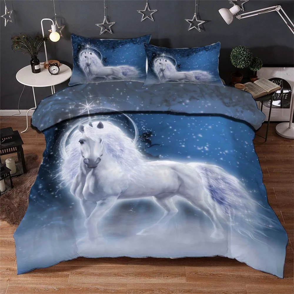3D Bedding Set Fantasy blue background white unicorns Print Duvet cover set bedclothes with pillowcase bed set home Textiles
3D Bedding Set Fantasy blue background white unicorns Print Duvet cover set bedclothes with pillowcase bed set home Textiles