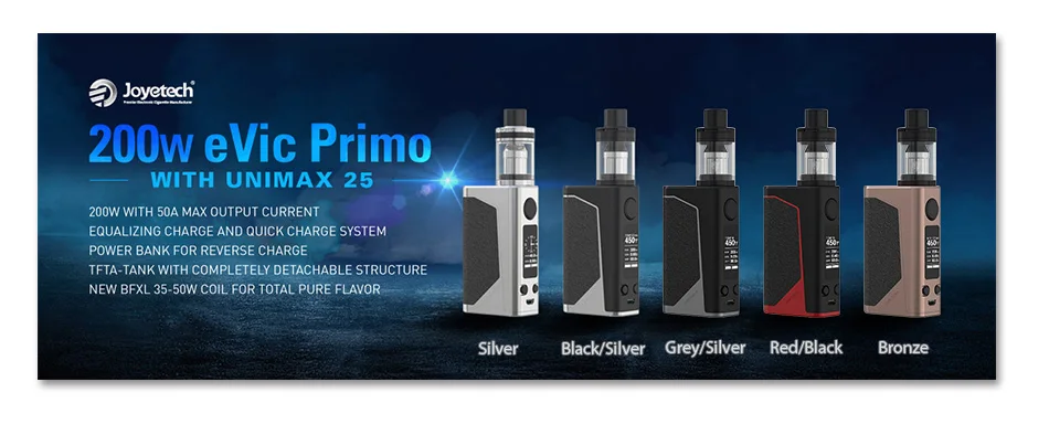 Clearance Original 200W Joyetech eVic Primo kit with UNIMAX 25 Tank 5ml Atomizer No Battery Vs Evic Primo TC Box Mod 200W Vape