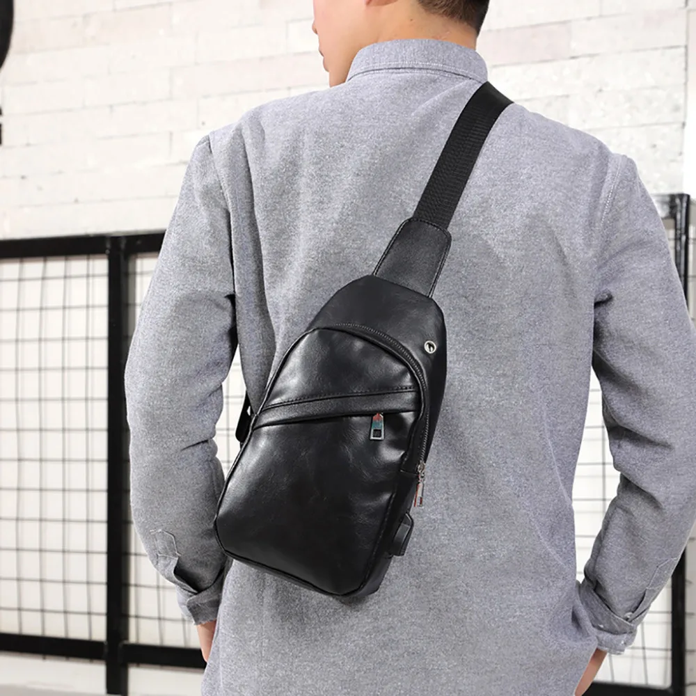 HTNBO 2019 Men Shoulder PU Leather Chest Bags Crossbody Business Single Messenger Bags Male charging Handbag with USB Charger #F
HTNBO 2019 Men Shoulder PU Leather Chest Bags Crossbody Business Single Messenger Bags Male charging Handbag with USB Charger #F