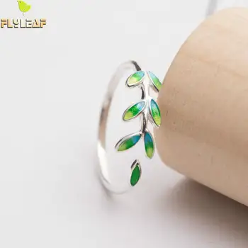 Flyleaf 100% 925 Sterling Silver Enamel Green Olive Branch Leaves Open Rings For Women Creative Lady Fashion Jewelry
Flyleaf 100% 925 Sterling Silver Enamel Green Olive Branch Leaves Open Rings For Women Creative Lady Fashion Jewelry