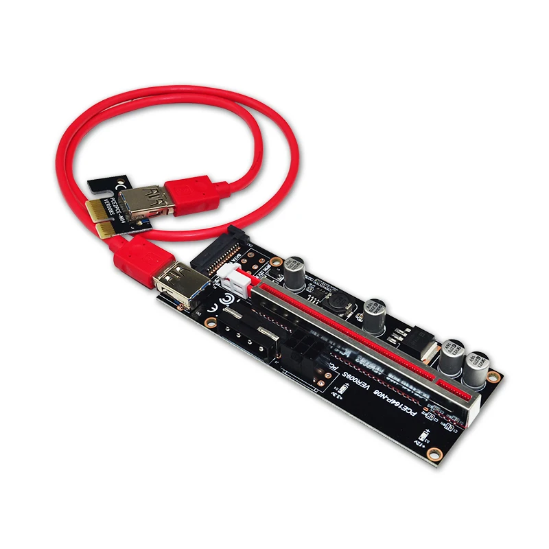 APKLVSR PCI-E Riser 009S 16X Extender Kabel GPU Riser Express Kabel Adapter Card mit USB 3.0 Kabel LED-Grafikerweiterung für Bitcoin Litecoin ETH Coin Mining Kryptowährungen 