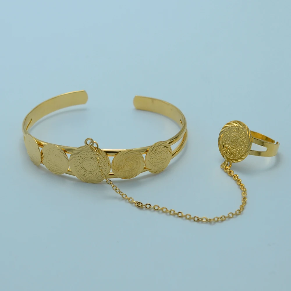 Anniyo Для женщин браслеты с подвесками в форме монет и кольцо Ювелирные наборы