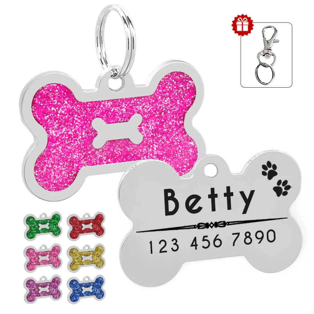 Glitter Personalized Dog ID Tag Customized Bone Shape Name Tag Plate Pet Dog Accessories Collar Decoration Pink Red
Glitter Personalized Dog ID Tag Customized Bone Shape Name Tag Plate Pet Dog Accessories Collar Decoration Pink Red