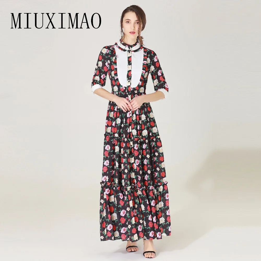 Europe Style 2018 Spring Newest A-Line Stand Half Sleeve Floral Printed Ruffles Casual Elegant Ankle-Length Long Dress Women
Europe Style 2018 Spring Newest A-Line Stand Half Sleeve Floral Printed Ruffles Casual Elegant Ankle-Length Long Dress Women