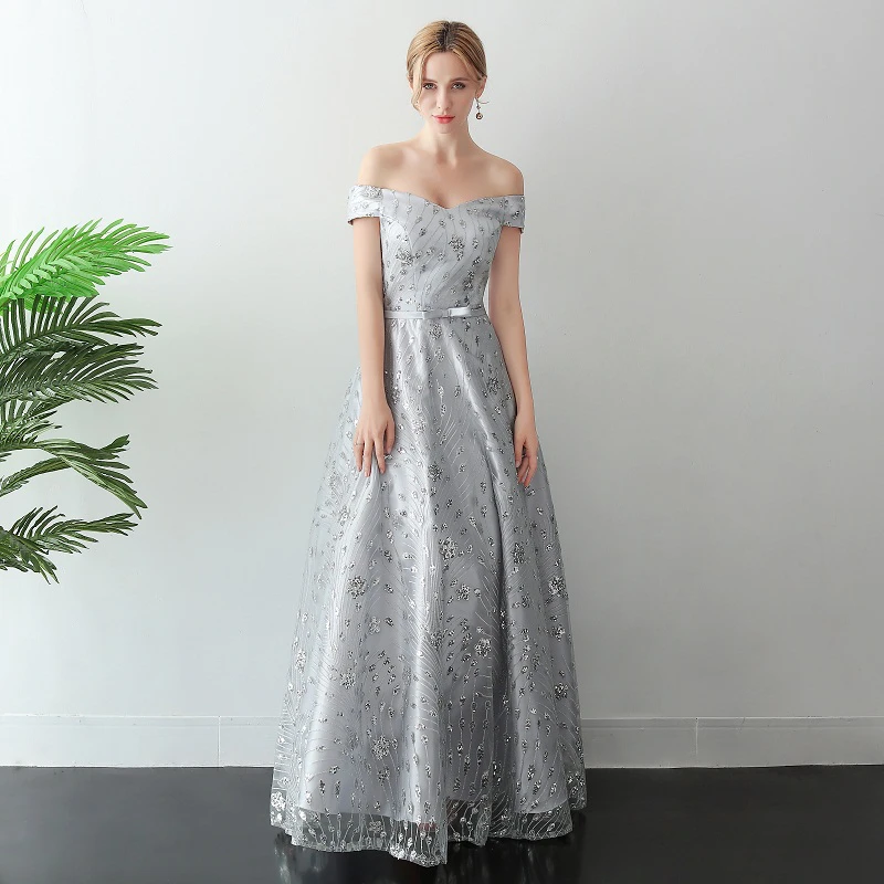 Sexy Long Evening Dress 2019 Sheer Boat Neck Prom Gown A line Party Dresses Silver Color Tulle Sequin Formal Robe de soiree
Sexy Long Evening Dress 2019 Sheer Boat Neck Prom Gown A line Party Dresses Silver Color Tulle Sequin Formal Robe de soiree