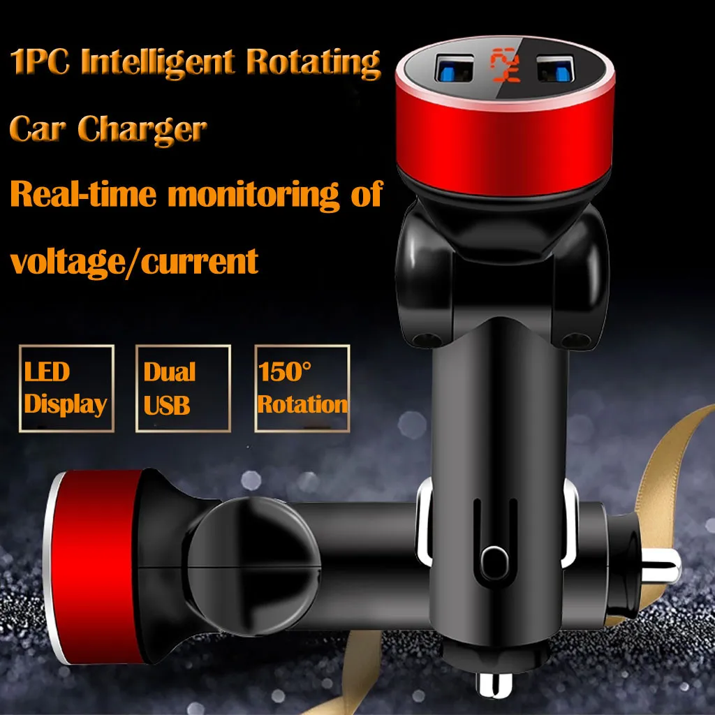 

Fm transmitter Dual USB Ports modulator Car Cigarette Charger Lighter Digital LED Display 150 Rotation 15W 12V Charger 3.1A