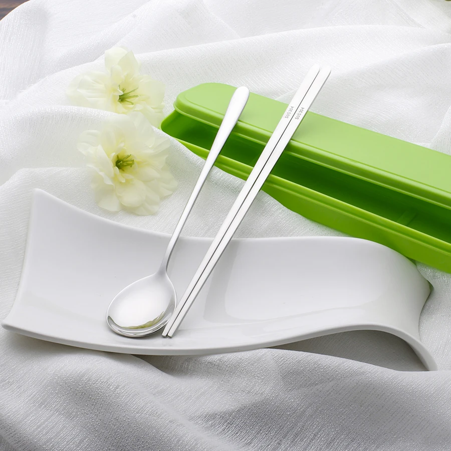 304 stainless steel chopsticks spoon set long handle creative cute student adult portable tableware
304 stainless steel chopsticks spoon set long handle creative cute student adult portable tableware