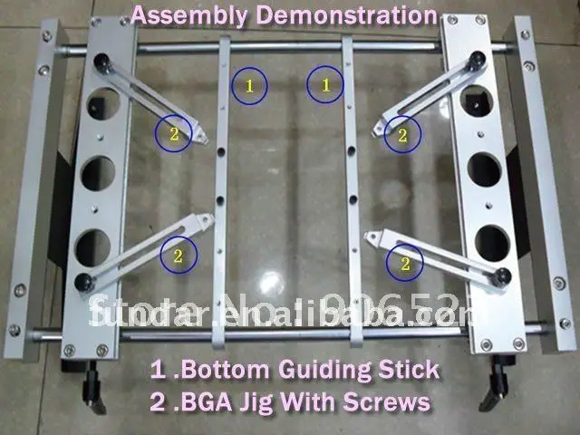 BGA fixture with screws (x 4pcs) & Bottom support clamp (x2pcs) For ACHI IR 6000 rework station
BGA fixture with screws (x 4pcs) & Bottom support clamp (x2pcs) For ACHI IR 6000 rework station